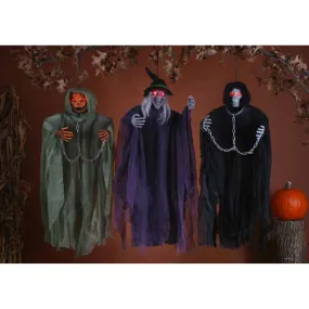 36" Lite Up Hanging Reaper For A Spooky Halloween Ambiance