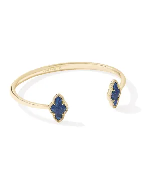 Abbie Pave Framed Cuff Bracelet in Gold Navy Abalone