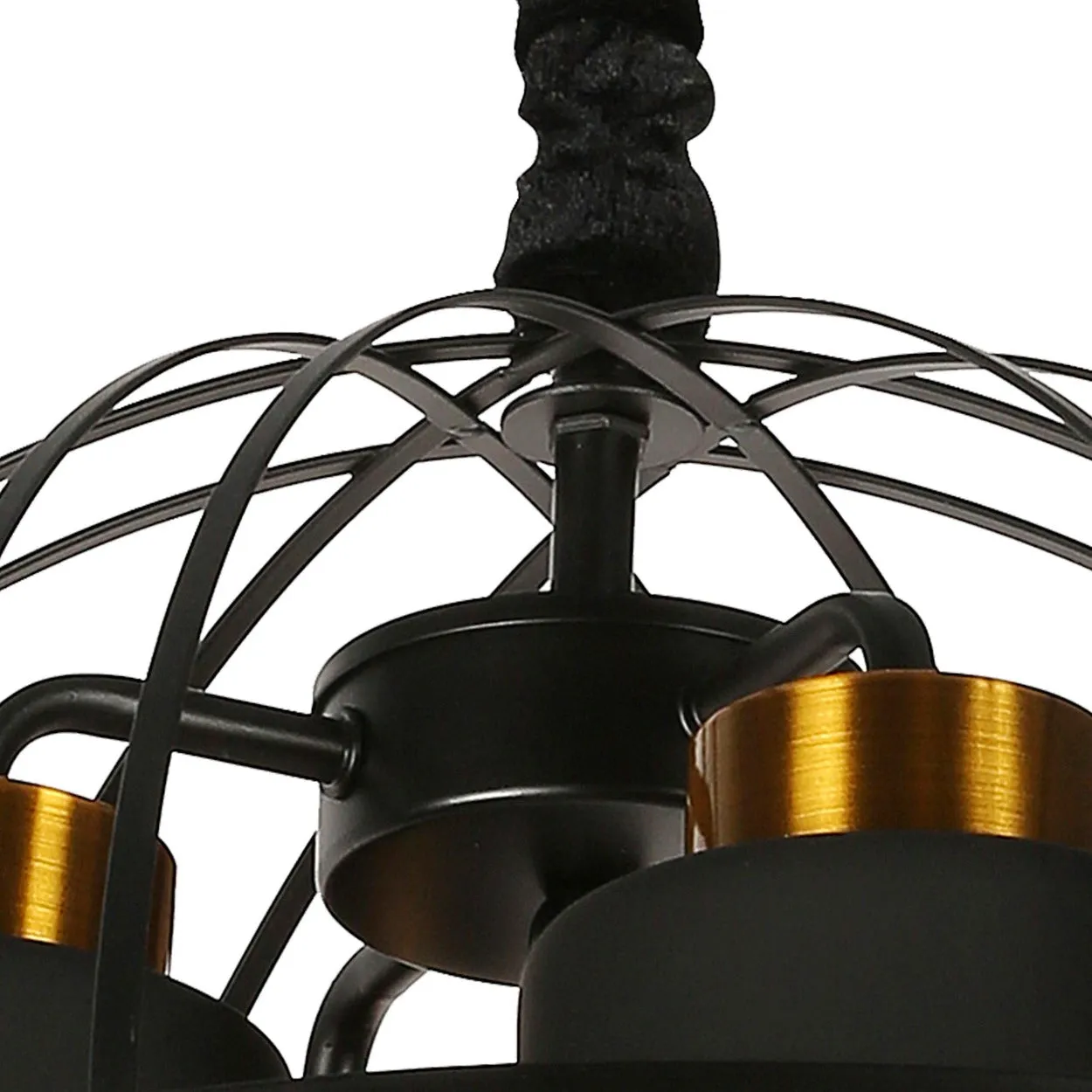 ANKUR BROOKLYN 4 LIGHT BLACK METAL SPHERE CAGE CHANDELIER