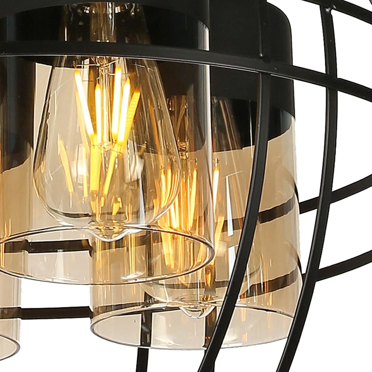 ANKUR BROOKLYN 4 LIGHT BLACK METAL SPHERE CAGE CHANDELIER