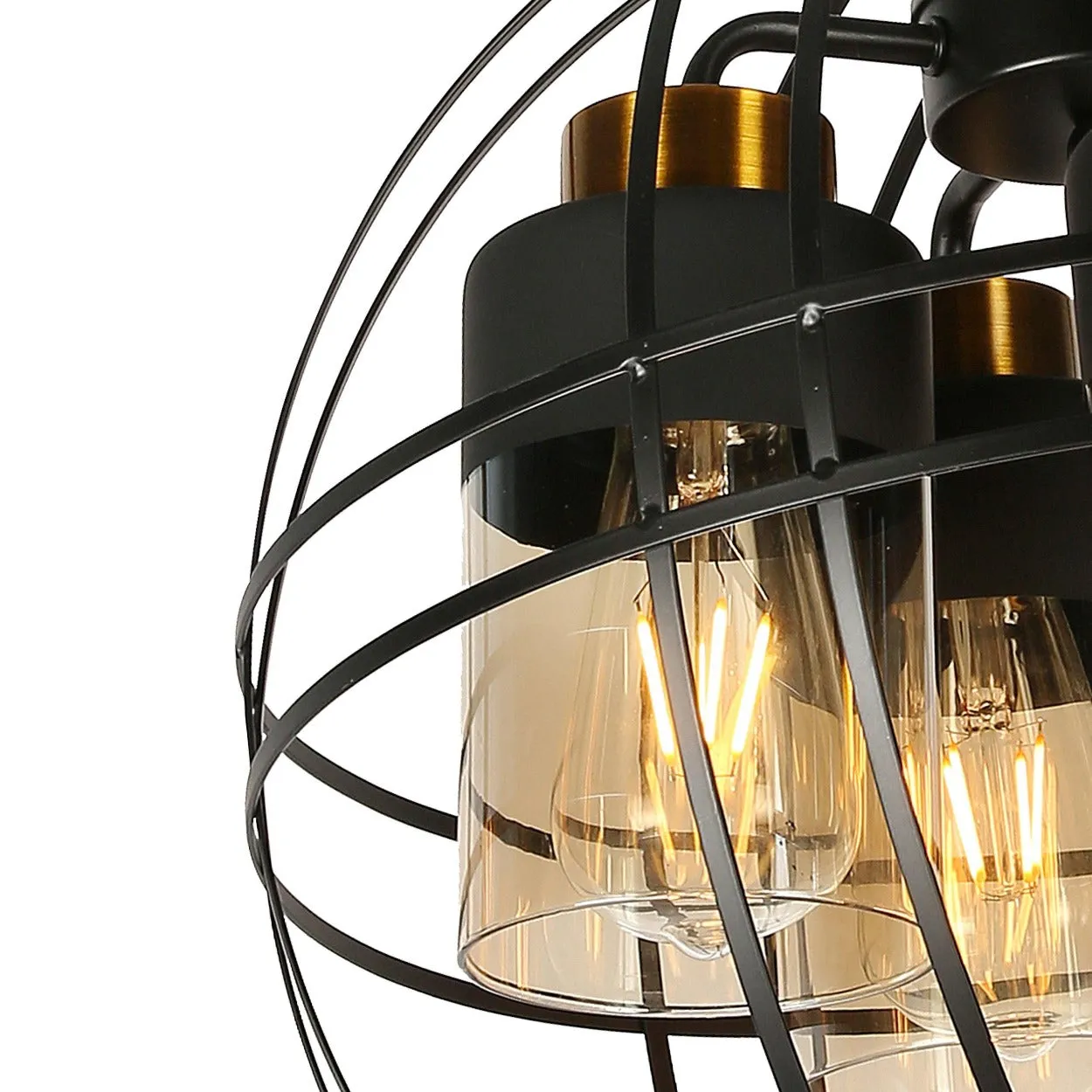 ANKUR BROOKLYN 4 LIGHT BLACK METAL SPHERE CAGE CHANDELIER