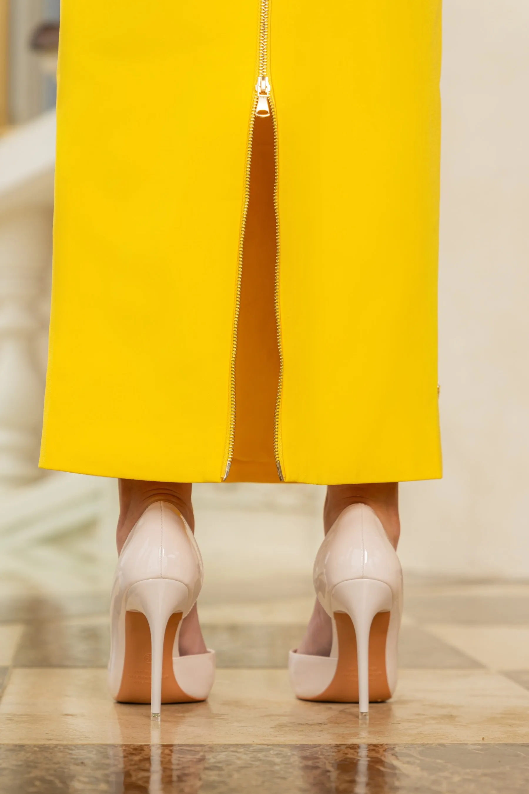 Asymmetric Stiletto Pumps - Light Beige