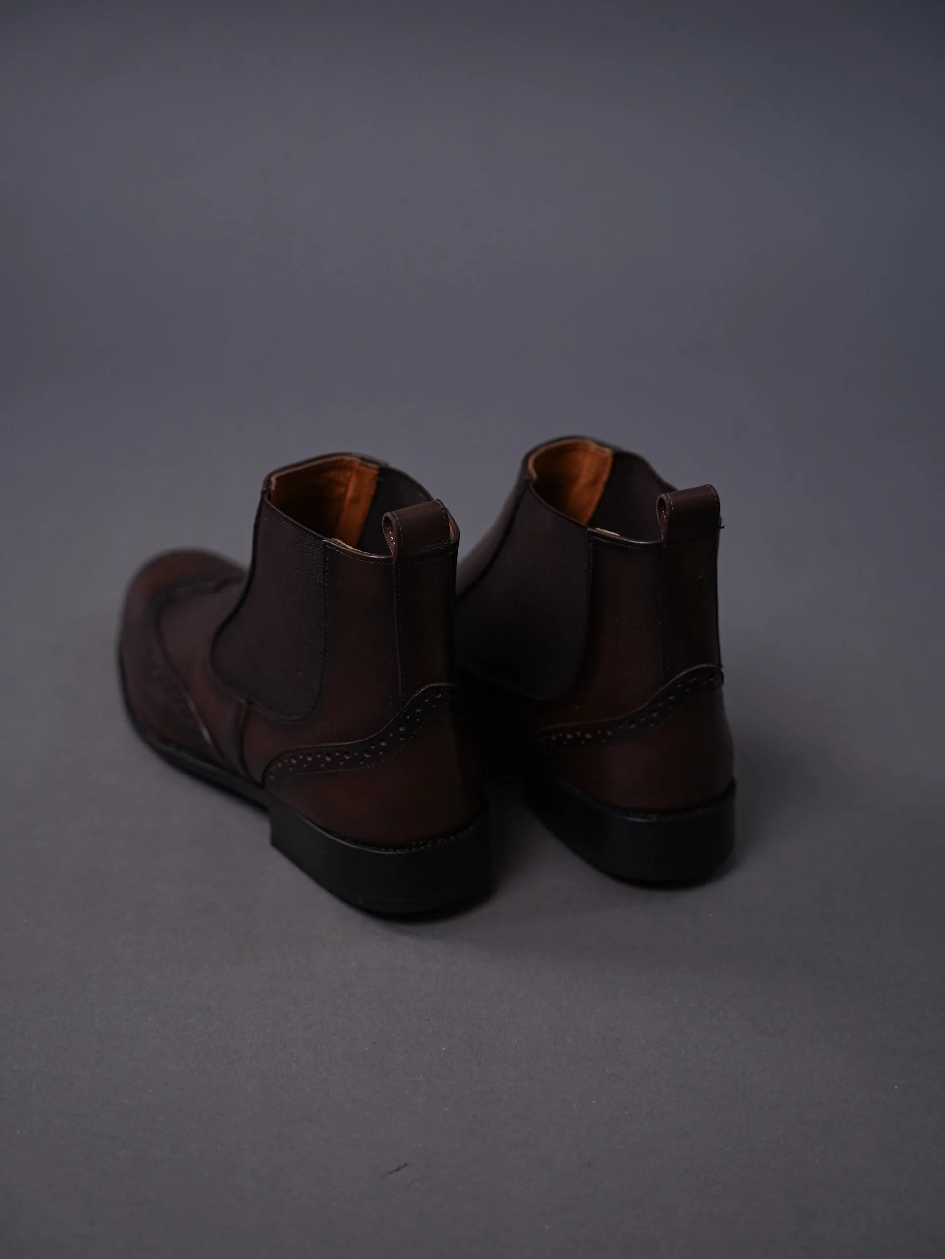 brouge chelsea boots-Brown