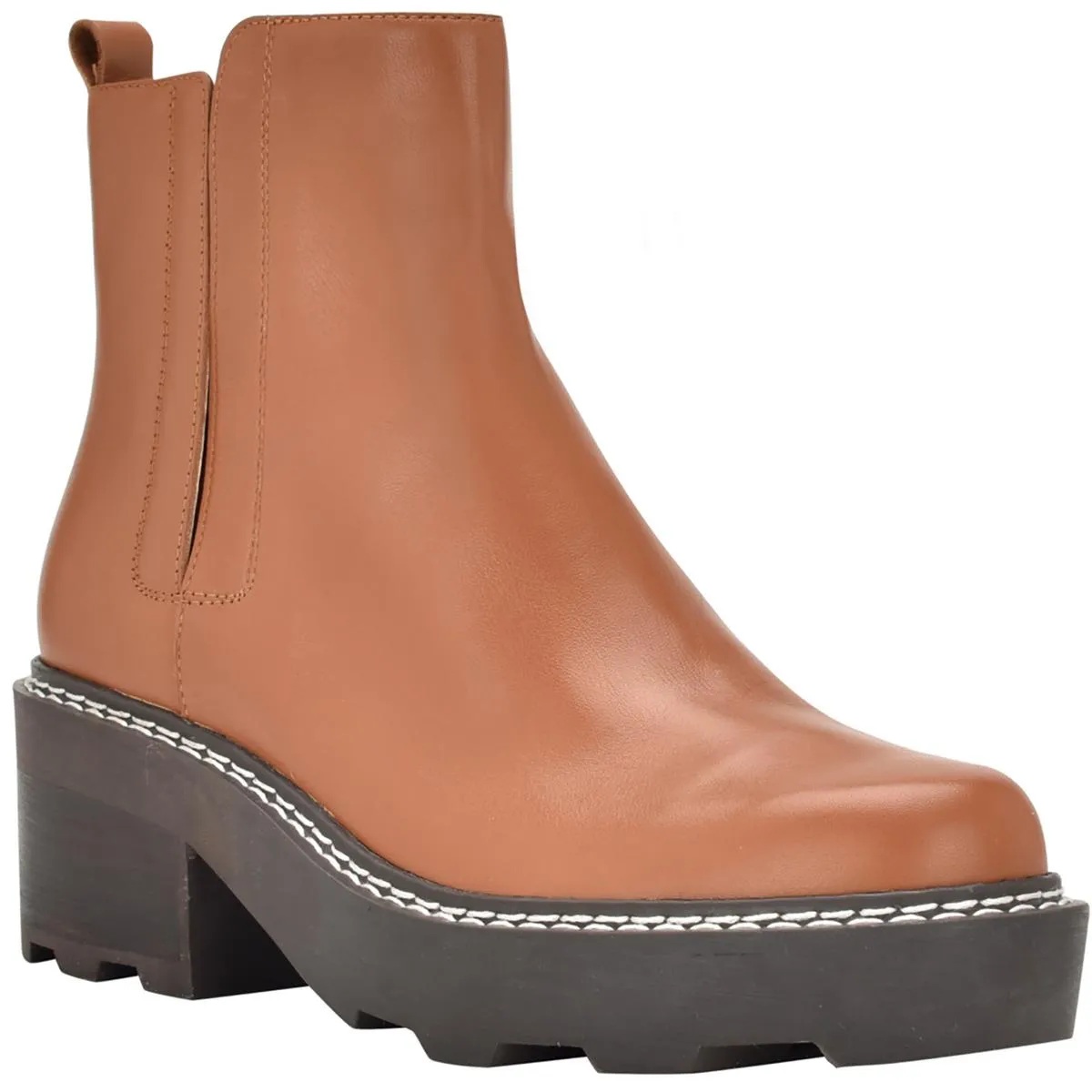 Calvin Klein Womens Amina Leather Block Heel Chelsea Boots