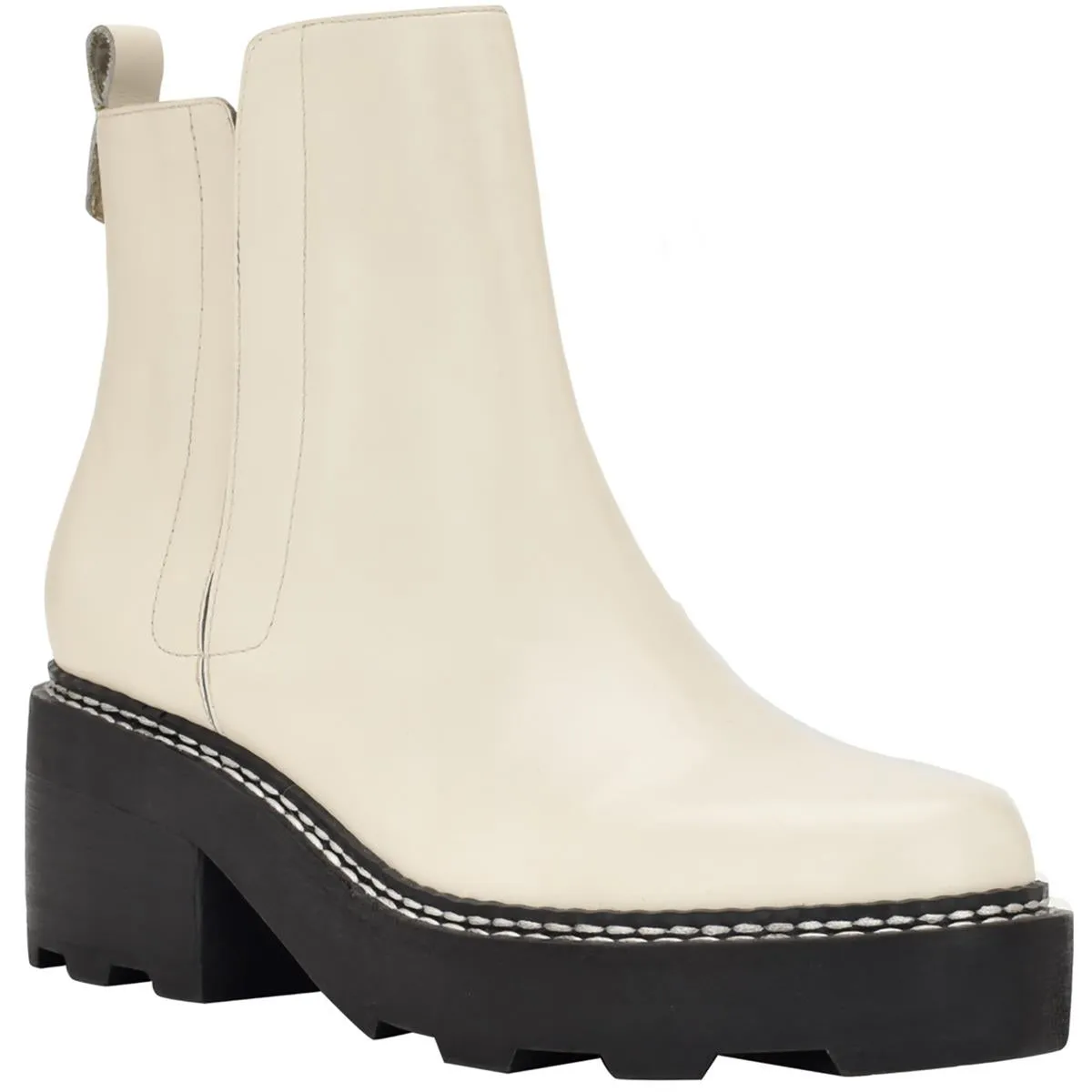 Calvin Klein Womens Amina Leather Block Heel Chelsea Boots
