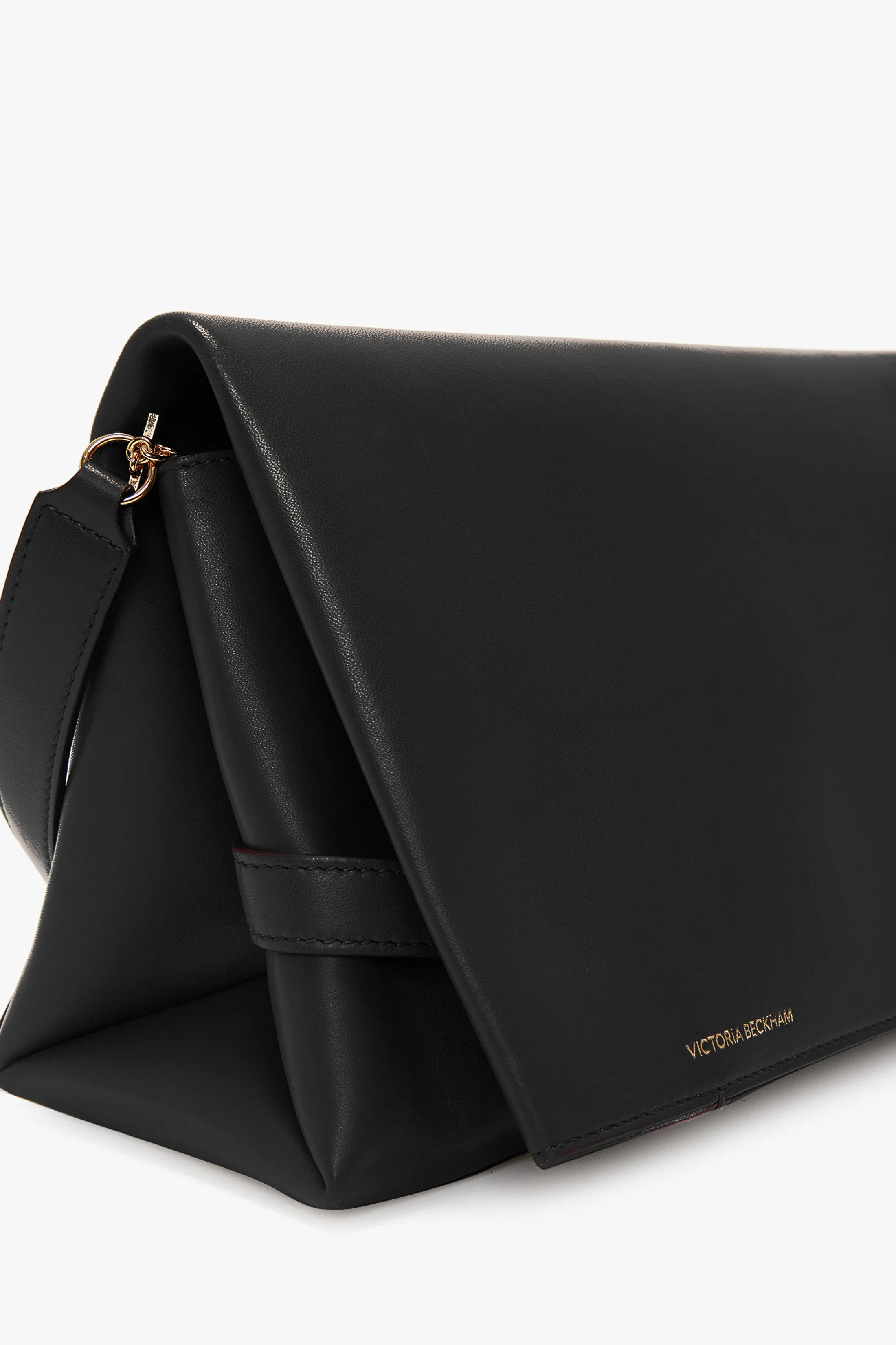 Chain Pouch Bag With Strap In Black Leather