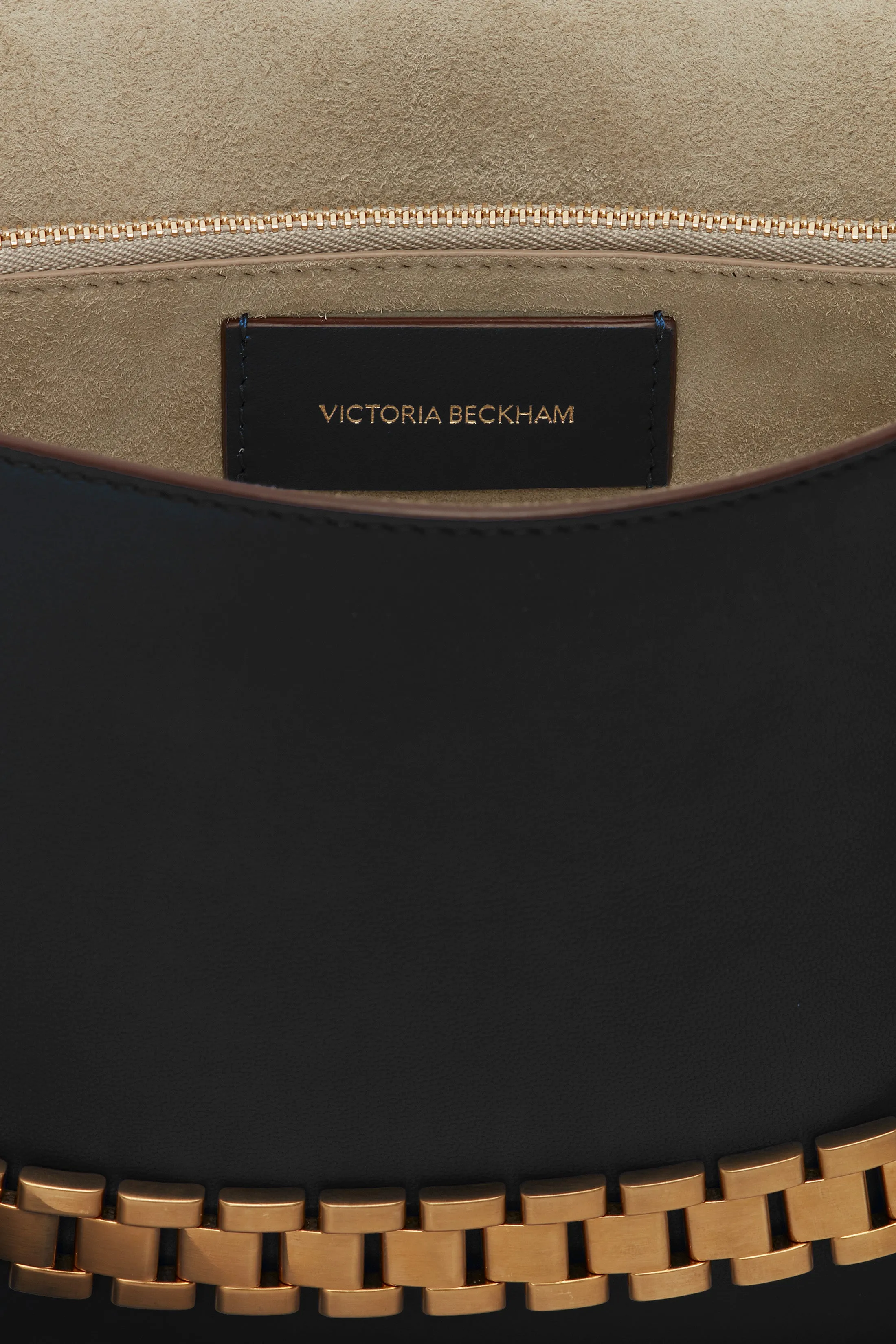 Chain Pouch Bag With Strap In Black Leather
