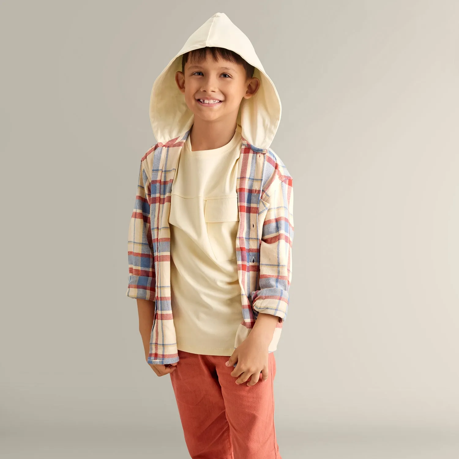 Checks Shirt With Detachable Hoodie