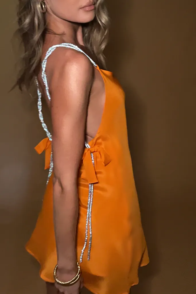 CHLOE MULTIWAY MINI DRESS - TANGERINE DREAM SILK
