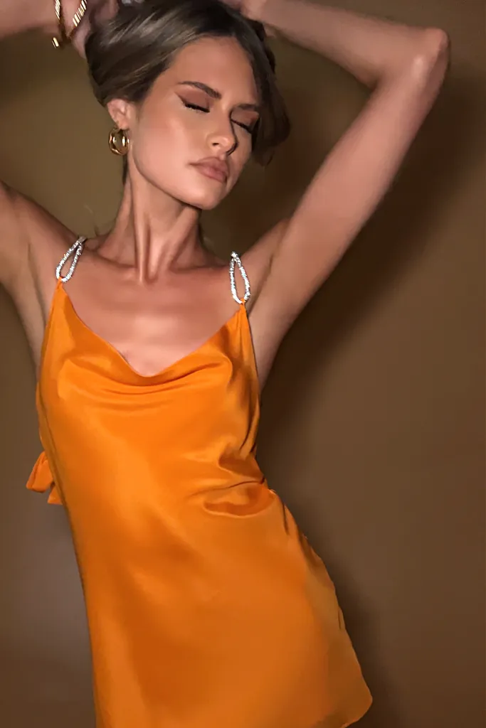 CHLOE MULTIWAY MINI DRESS - TANGERINE DREAM SILK