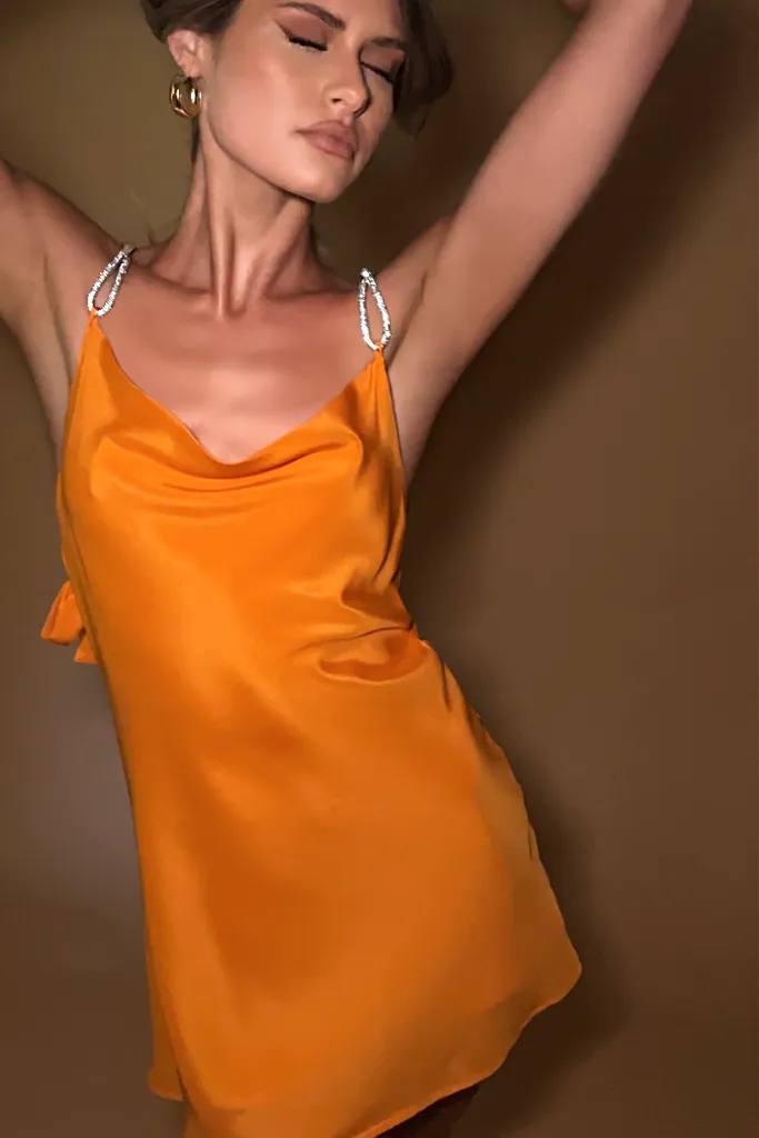 CHLOE MULTIWAY MINI DRESS - TANGERINE DREAM SILK