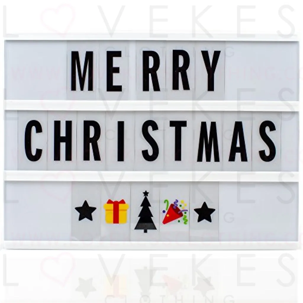 Cinema Light Box with Letters - Vintage Cinematic Light Up Message And Note Sign With 240 Letters, Numbers, Symbols & Emojis – Personalized A4 White LED Lightbox With Extra Long Durable USB Cable