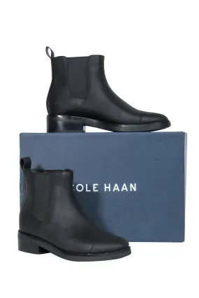 Cole Haan - Black Leather Waterproof "Mara Grand" Chelsea Rain Boots Sz 6.5