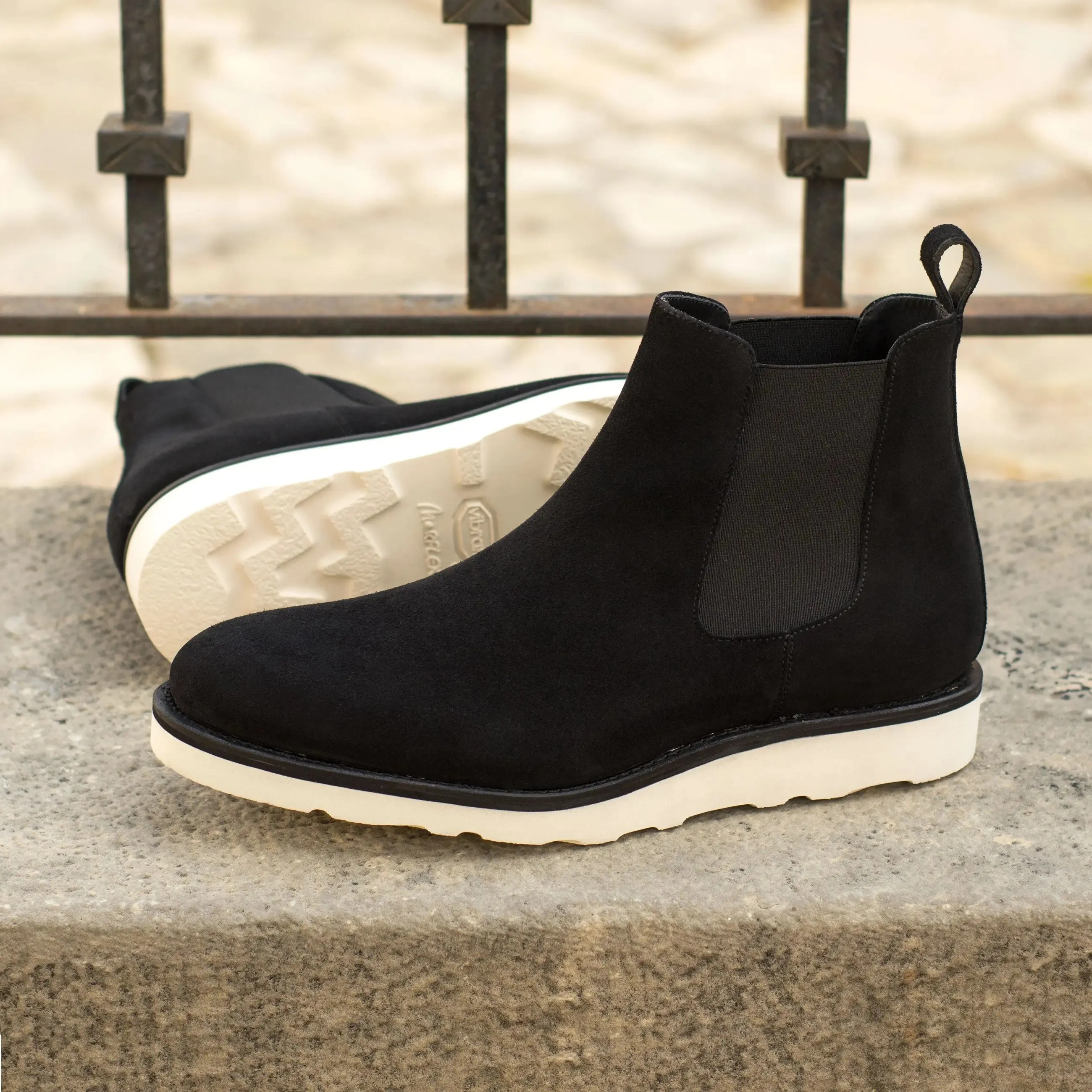 DapperFam Monza in Black Men's Lux Suede Chelsea Boot
