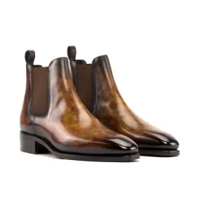 DapperFam Monza in Fire Men's Hand-Painted Patina Chelsea Boot