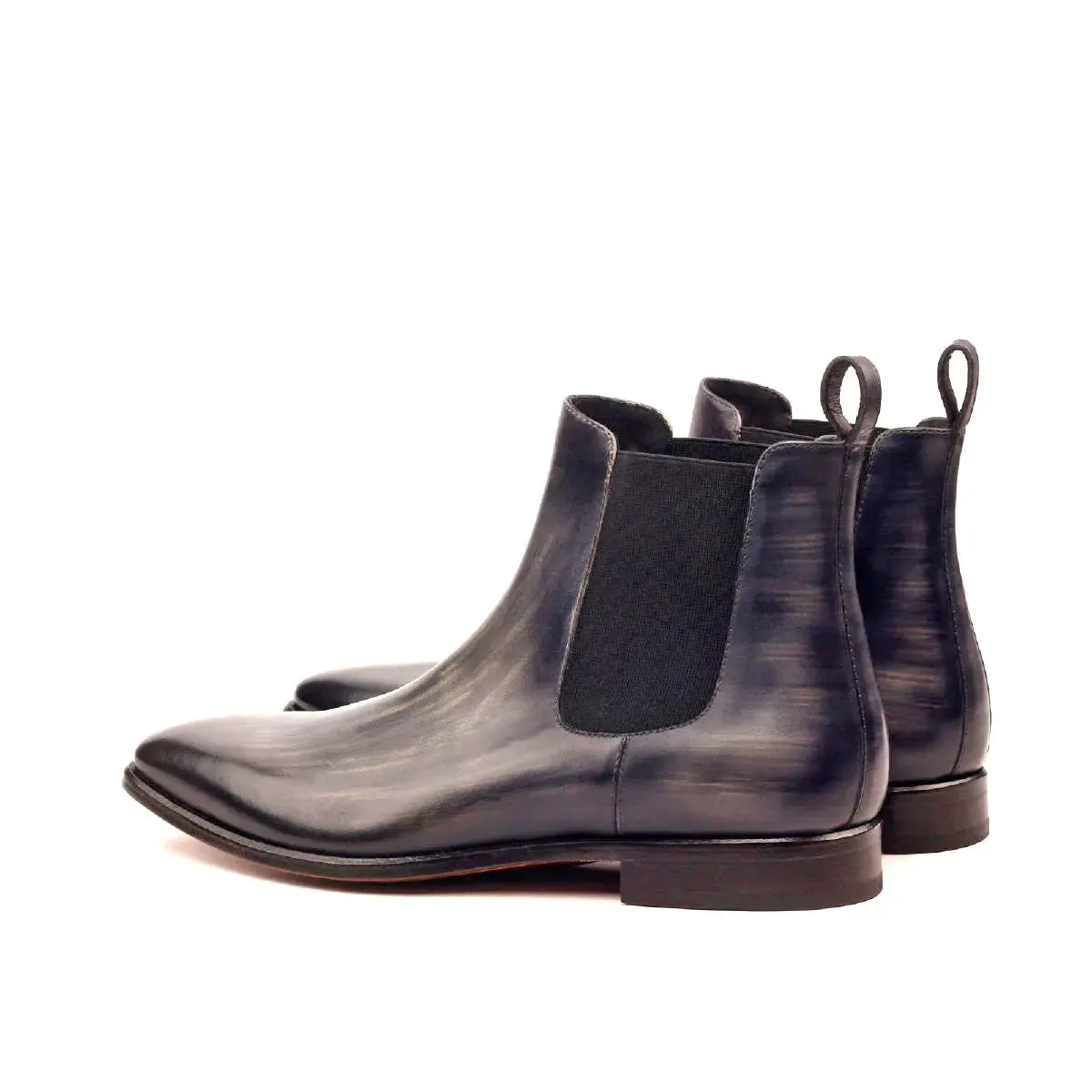 DapperFam Monza in Grey Men's Hand-Painted Patina Chelsea Boot