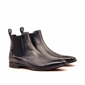 DapperFam Monza in Grey Men's Hand-Painted Patina Chelsea Boot