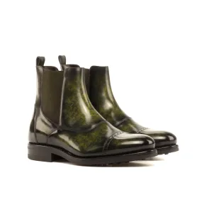 DapperFam Vesuvio in Khaki Men's Hand-Painted Patina Chelsea Multi Boot