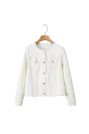 'Delilah' Minimalist Versatile Lace-Trimmed Denim Jacket