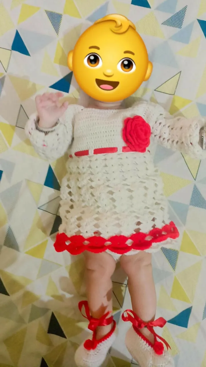 Dress, Booties and Cap for Baby
