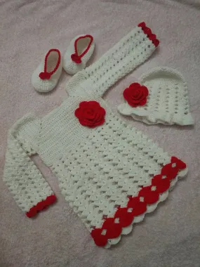 Dress, Booties and Cap for Baby