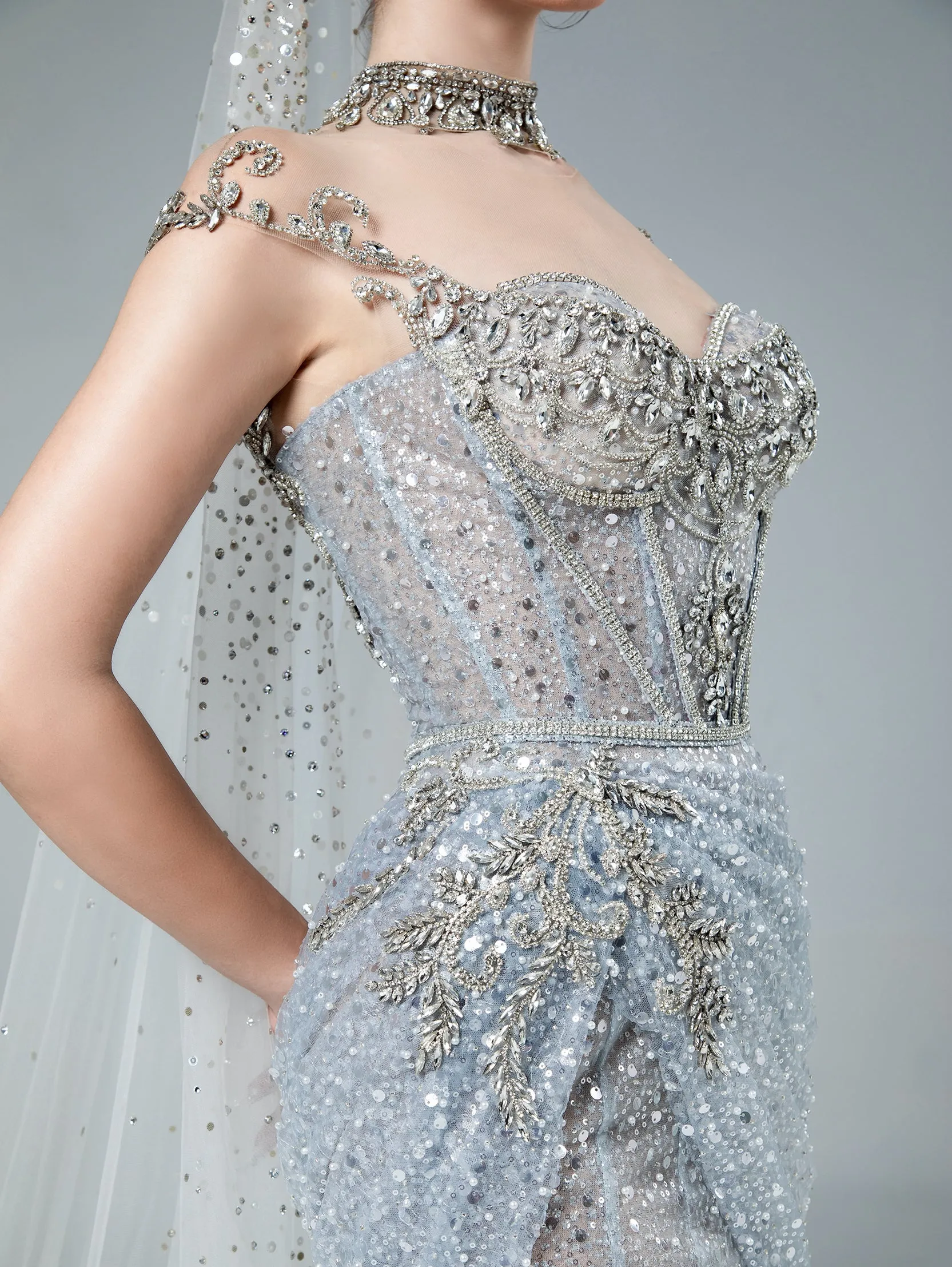 Embellished Bodycon With Corset And Waistline Layer