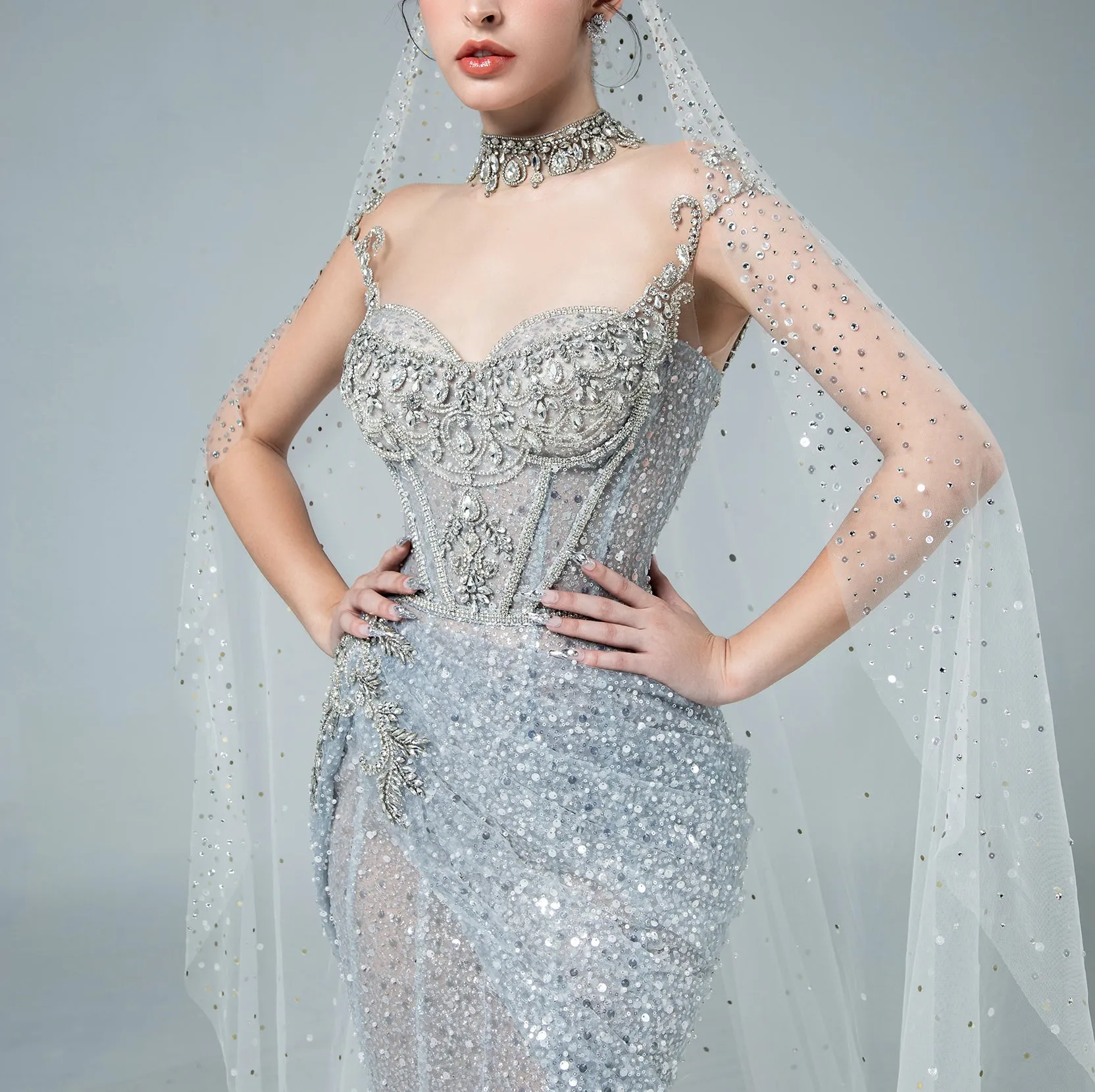 Embellished Bodycon With Corset And Waistline Layer