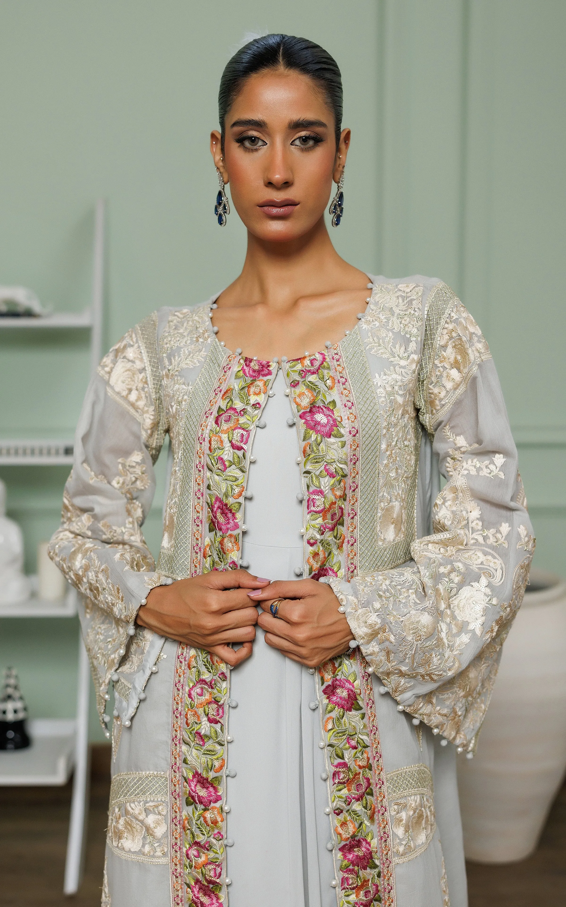 Embroidered Jacket with Dress (OFS)