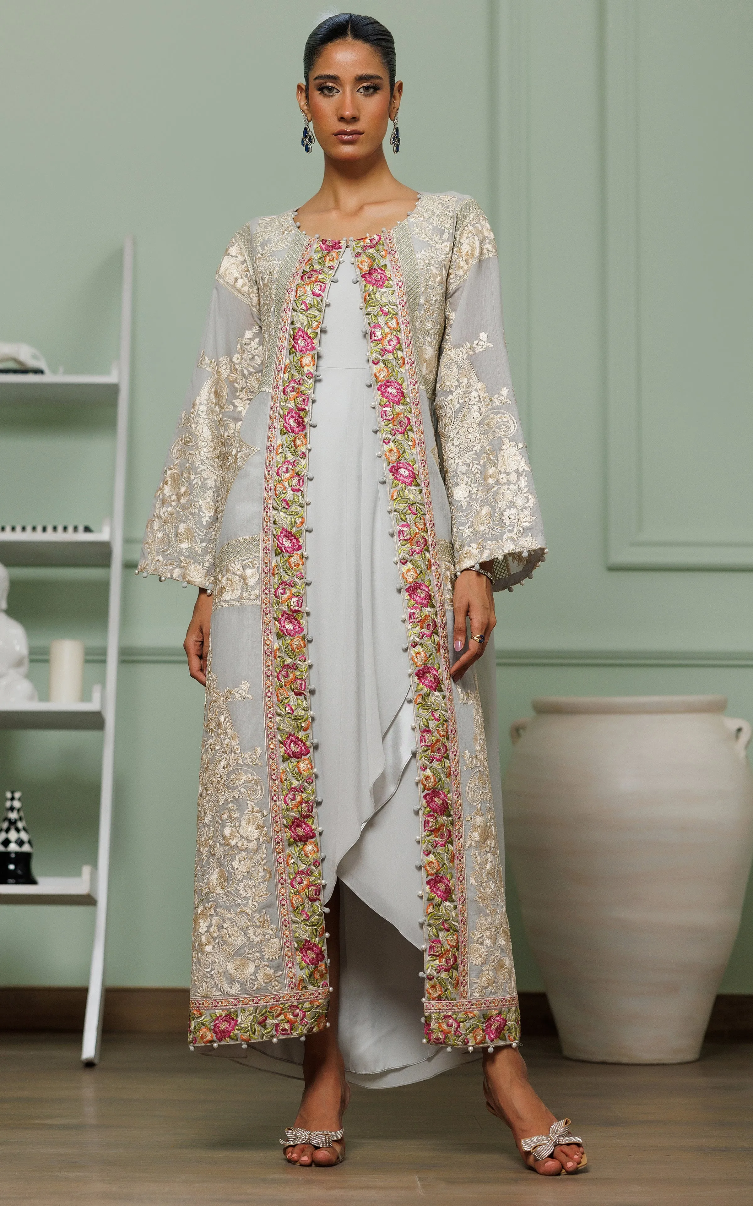 Embroidered Jacket with Dress (OFS)
