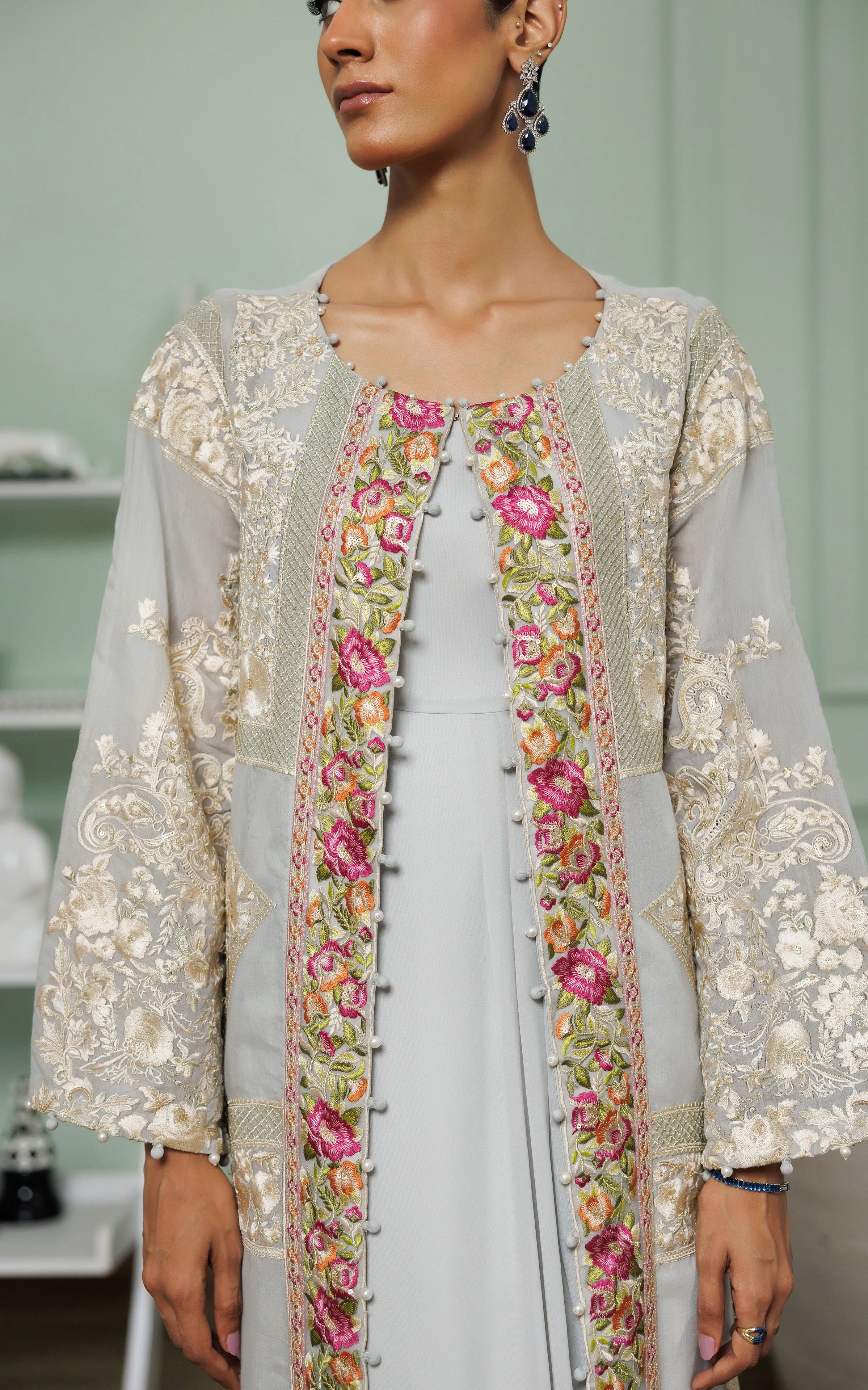 Embroidered Jacket with Dress (OFS)