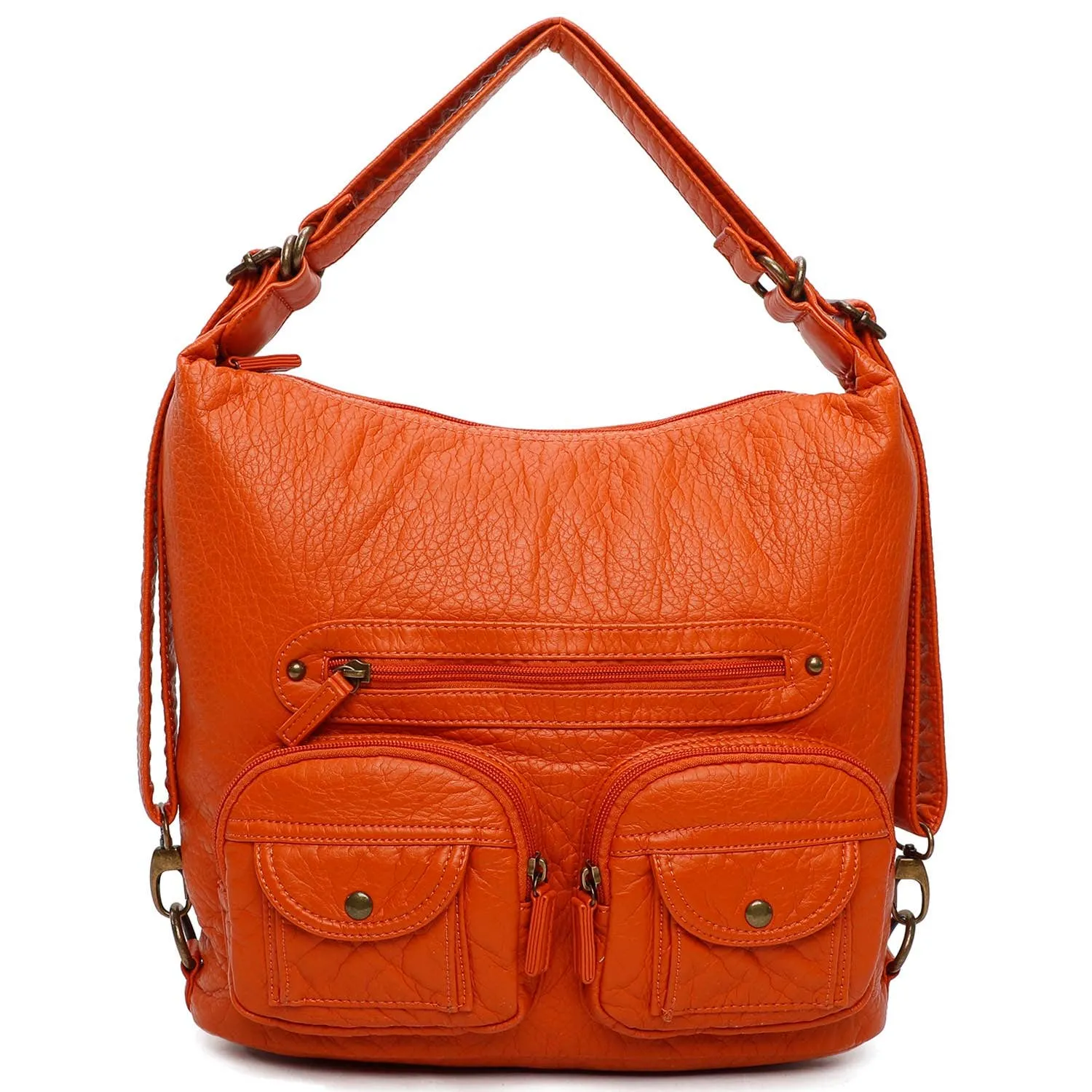 Every Day Convertible 3 in 1 Orange Crossbody Backpack