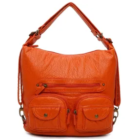 Every Day Convertible 3 in 1 Orange Crossbody Backpack