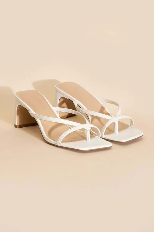 GADGET-S White Thong Mule Heels Sandals