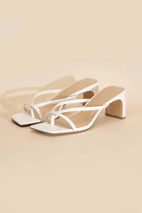 GADGET-S White Thong Mule Heels Sandals