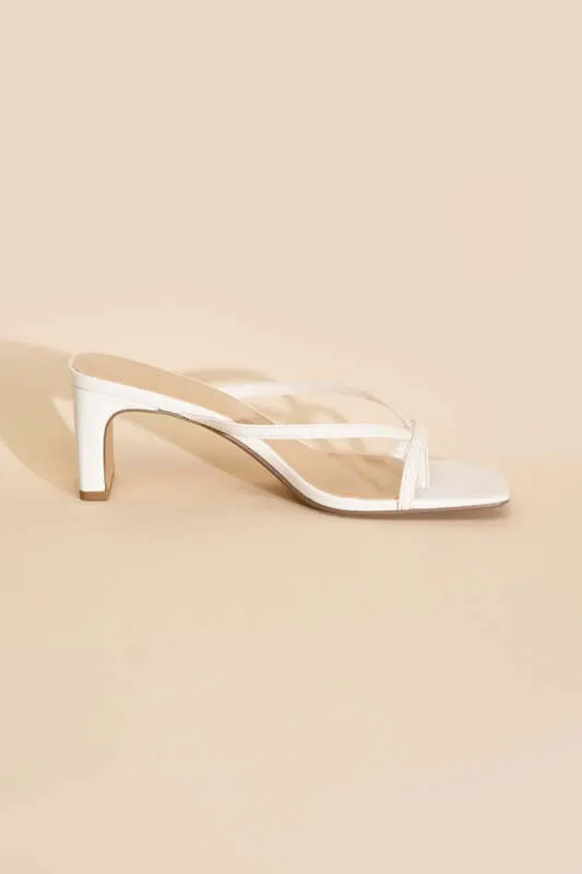 GADGET-S White Thong Mule Heels Sandals