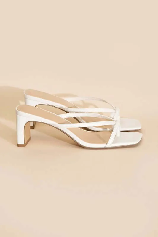 GADGET-S White Thong Mule Heels Sandals