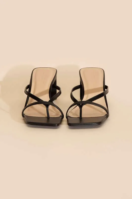 GADGET-S White Thong Mule Heels Sandals