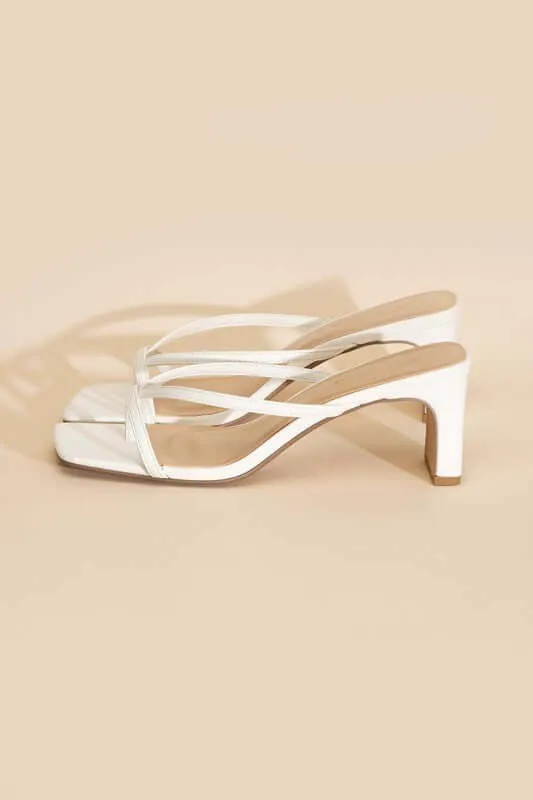 GADGET-S White Thong Mule Heels Sandals