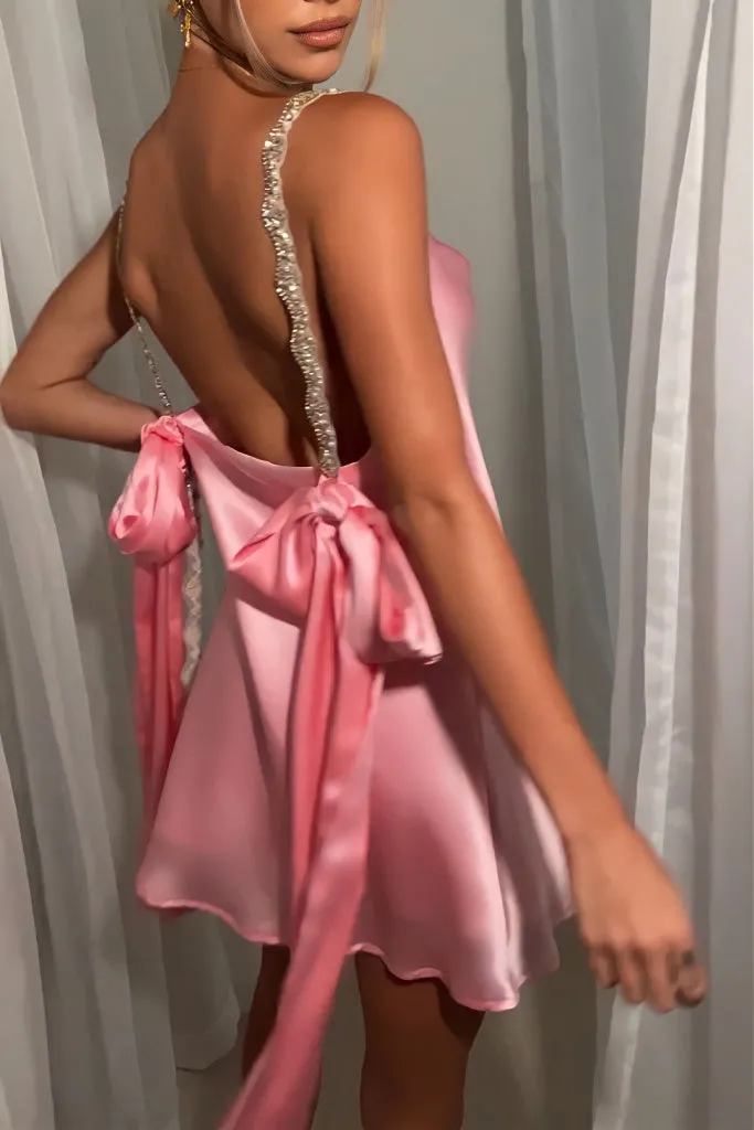 GRETEL MINI DRESS - PINK SILK
