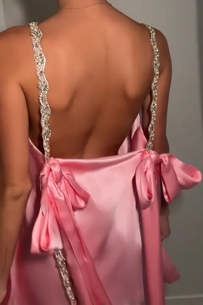 GRETEL MINI DRESS - PINK SILK