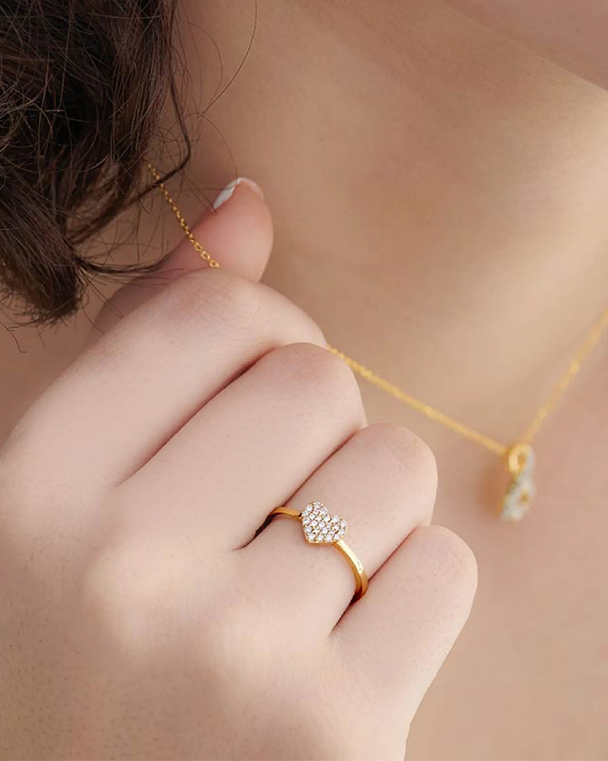 Heart Pave Diamond Ring