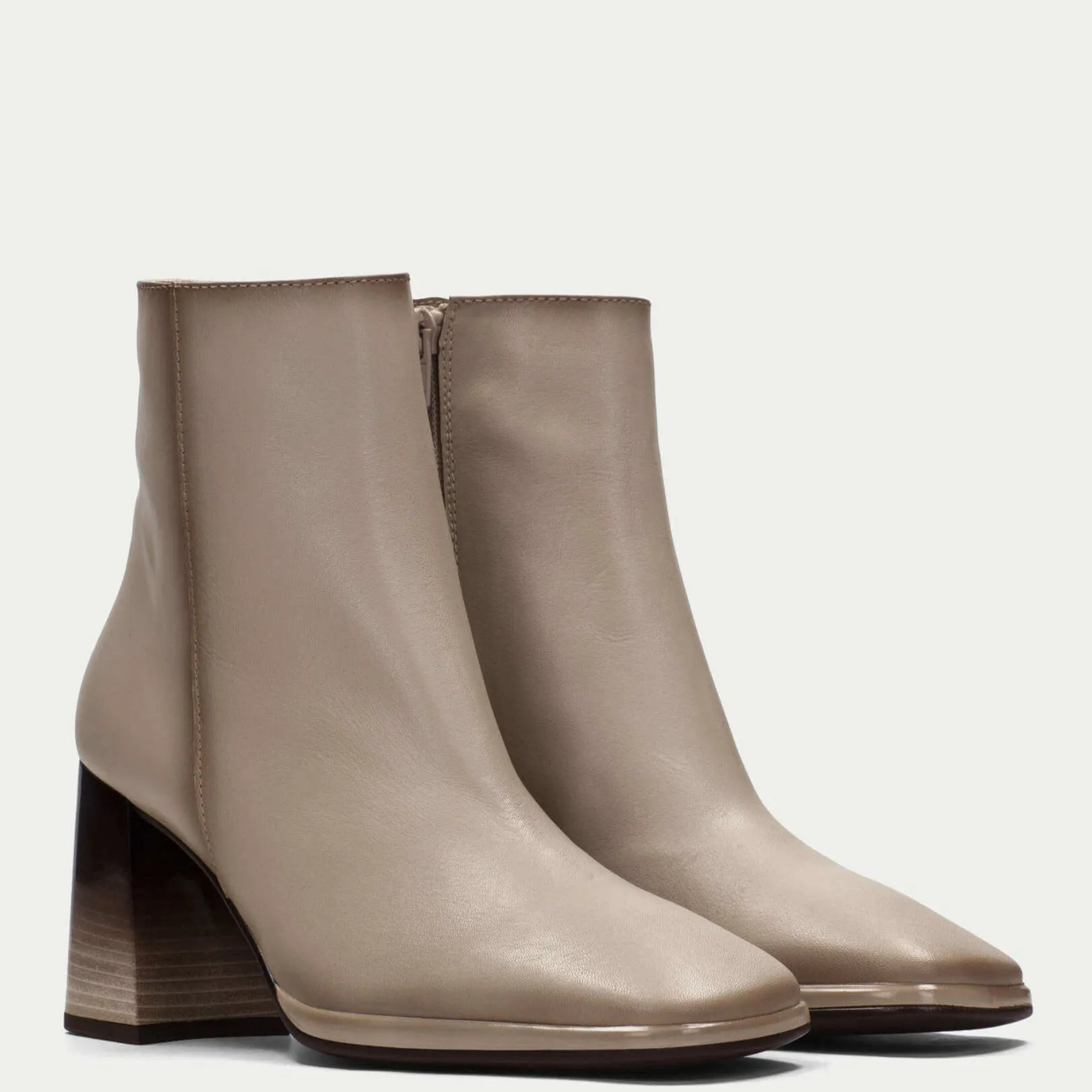 Hispanitas Latte Leather Square Toe Boots