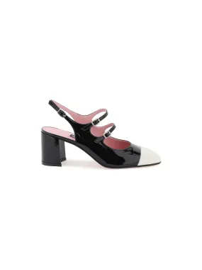 Ivory Toe Patent Leather Slingback Pumps