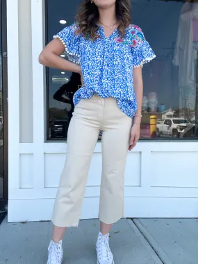 Judy Blue Bone Cropped Wide Jeans