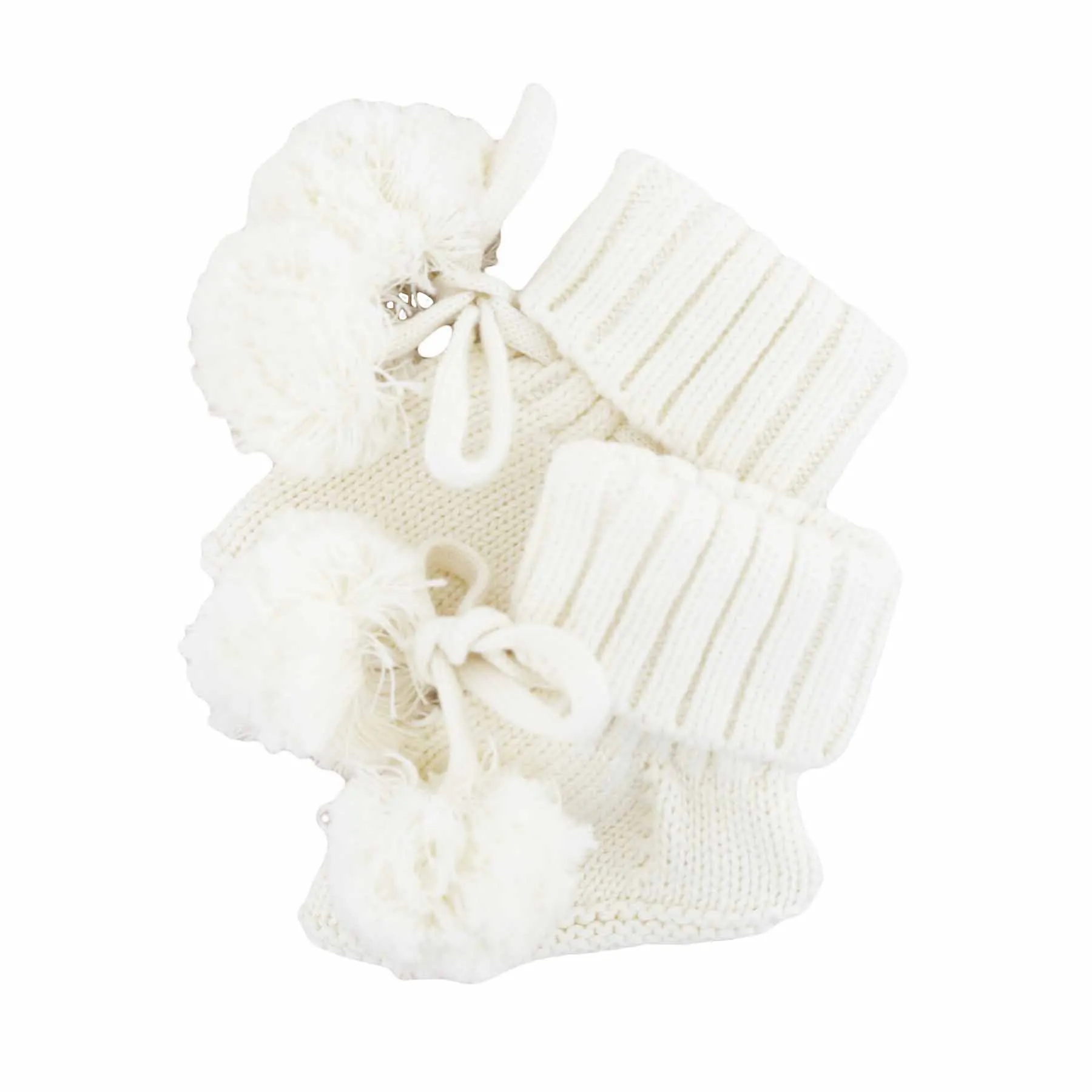 Knit Pom Pom Baby Booties