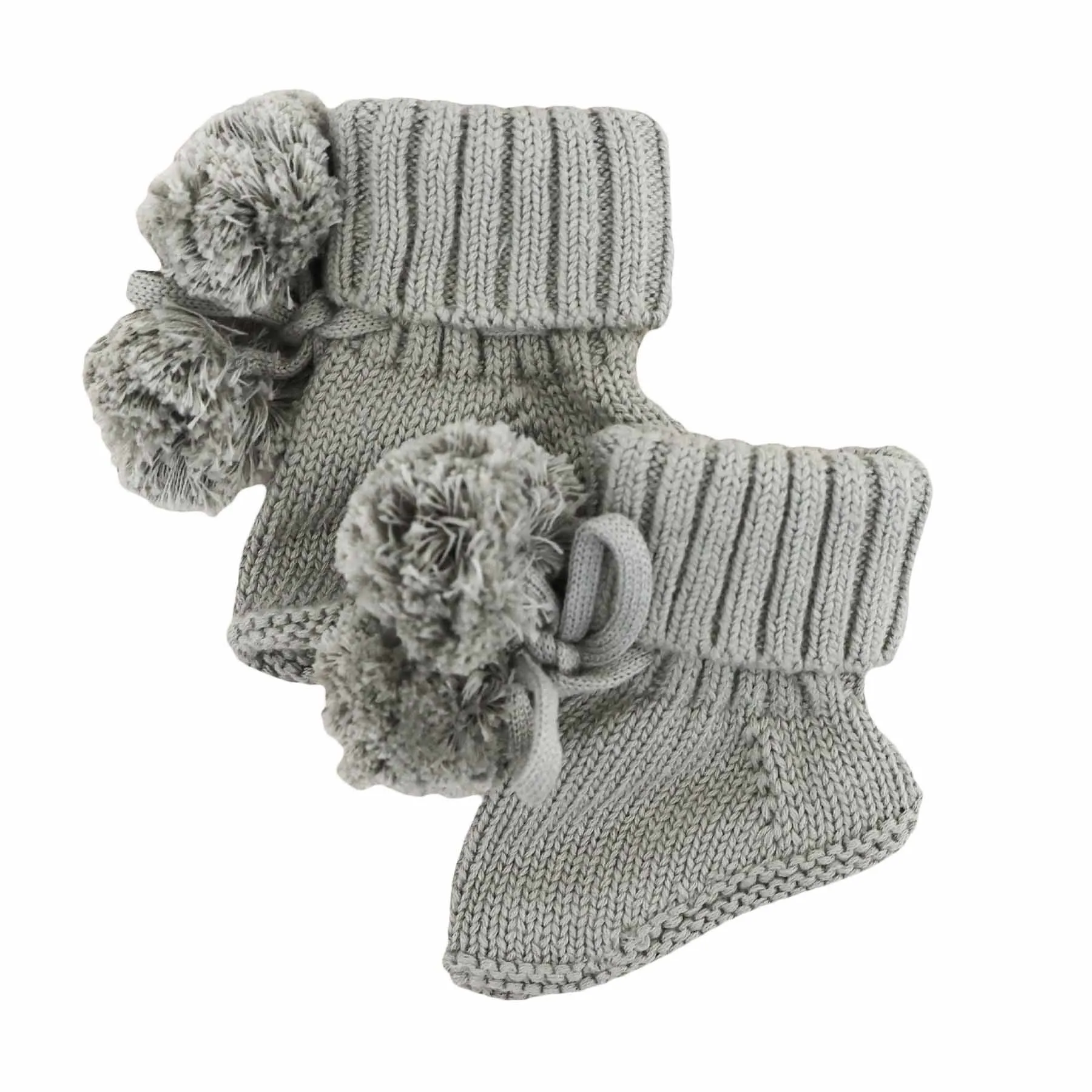 Knit Pom Pom Baby Booties