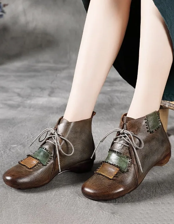 Lace-up Versatile Handmade Retro Leather Boots