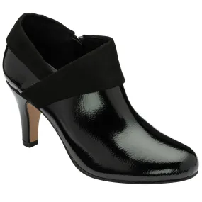 Lotus Maya Ladies Black Patent Textile Side Zip Ankle Boots