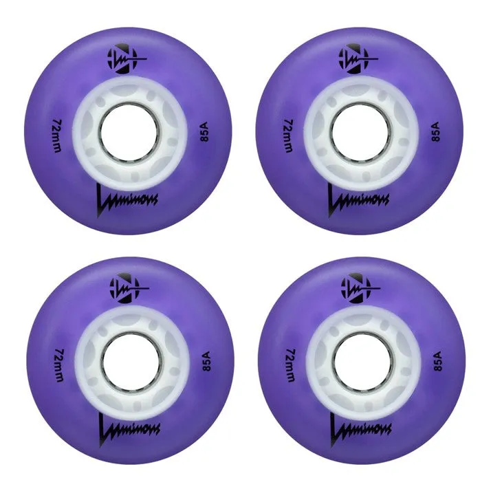 Luminous Light Up LED Inline Wheels 72mm 85A - 4 Pack