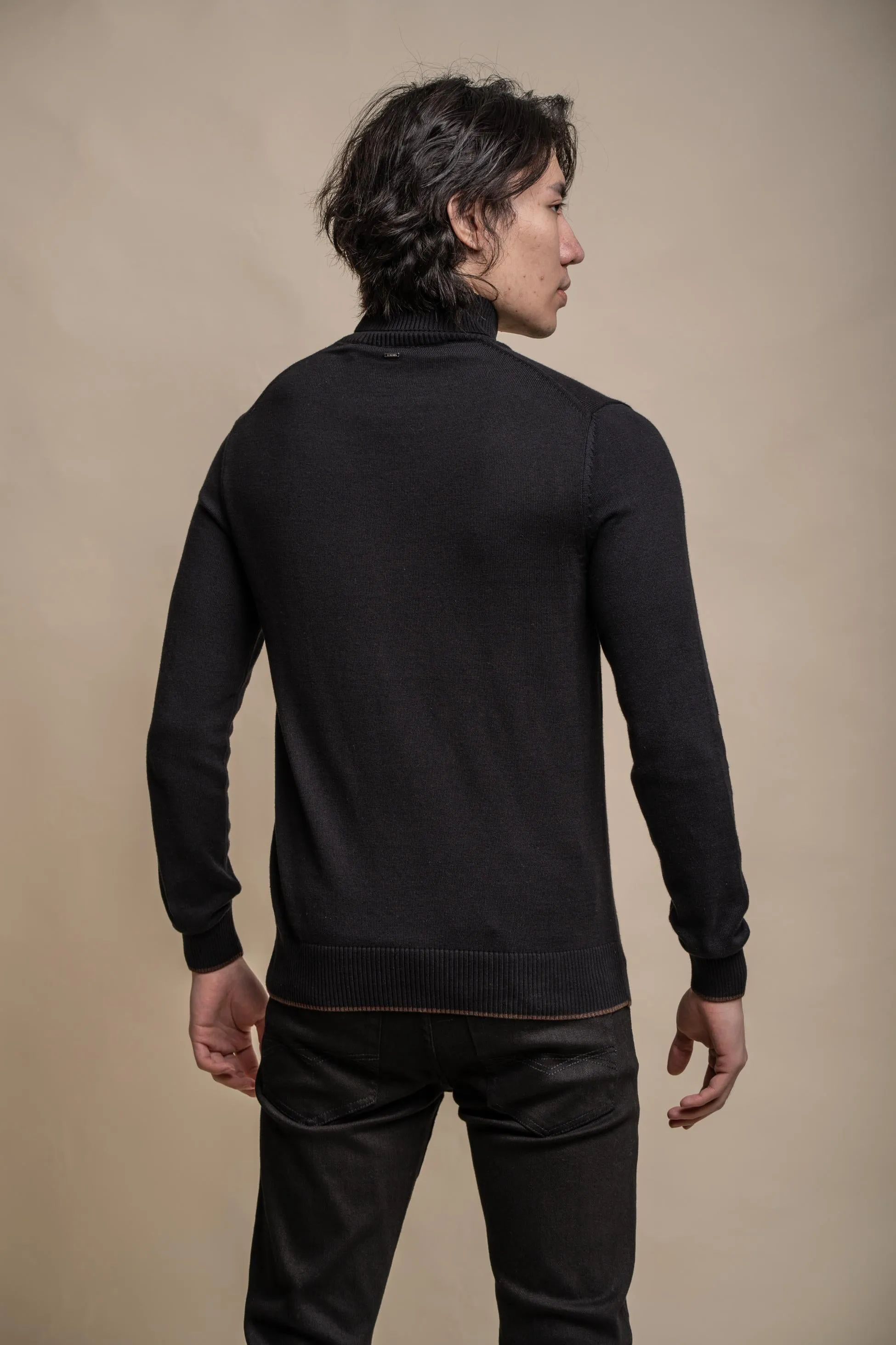 Men's Cotton Turtleneck Jumper - KARRIS - Black